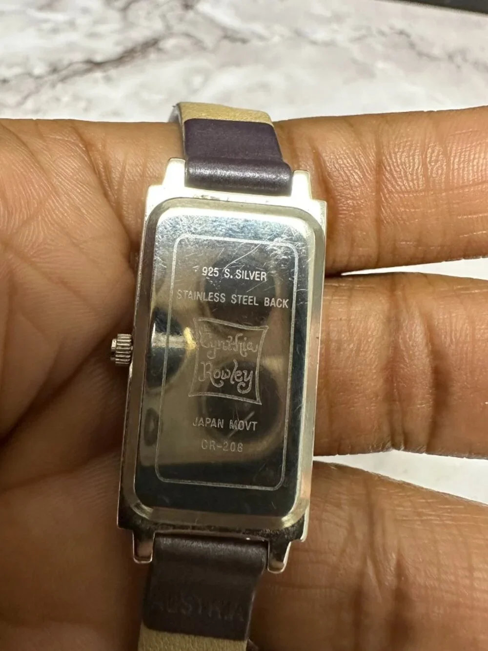 Cynthia Rowley Watch Women Sterling Silver Case Purple Leather Band New Battery